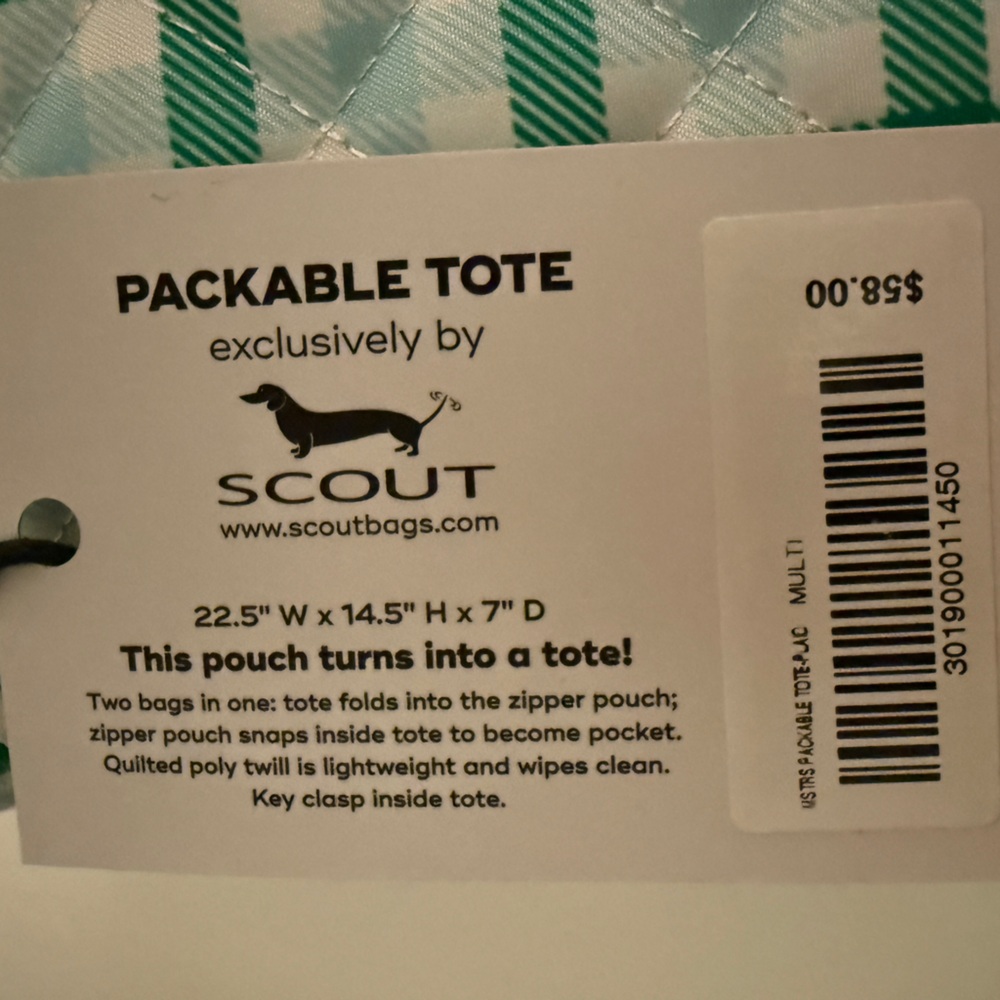 Masters Green and White Checkered Tote - Picture 3 of 4
